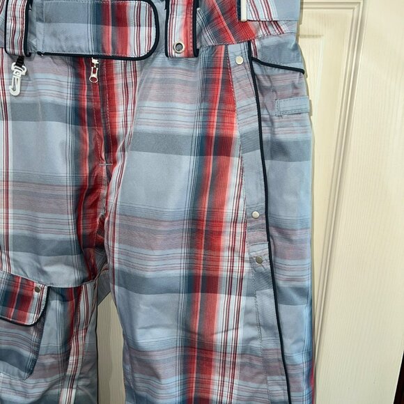New Womens 686 Plaid Snowboard Pants Size M Gray & Red Insulated Waterproof Wint - Picture 12 of 16